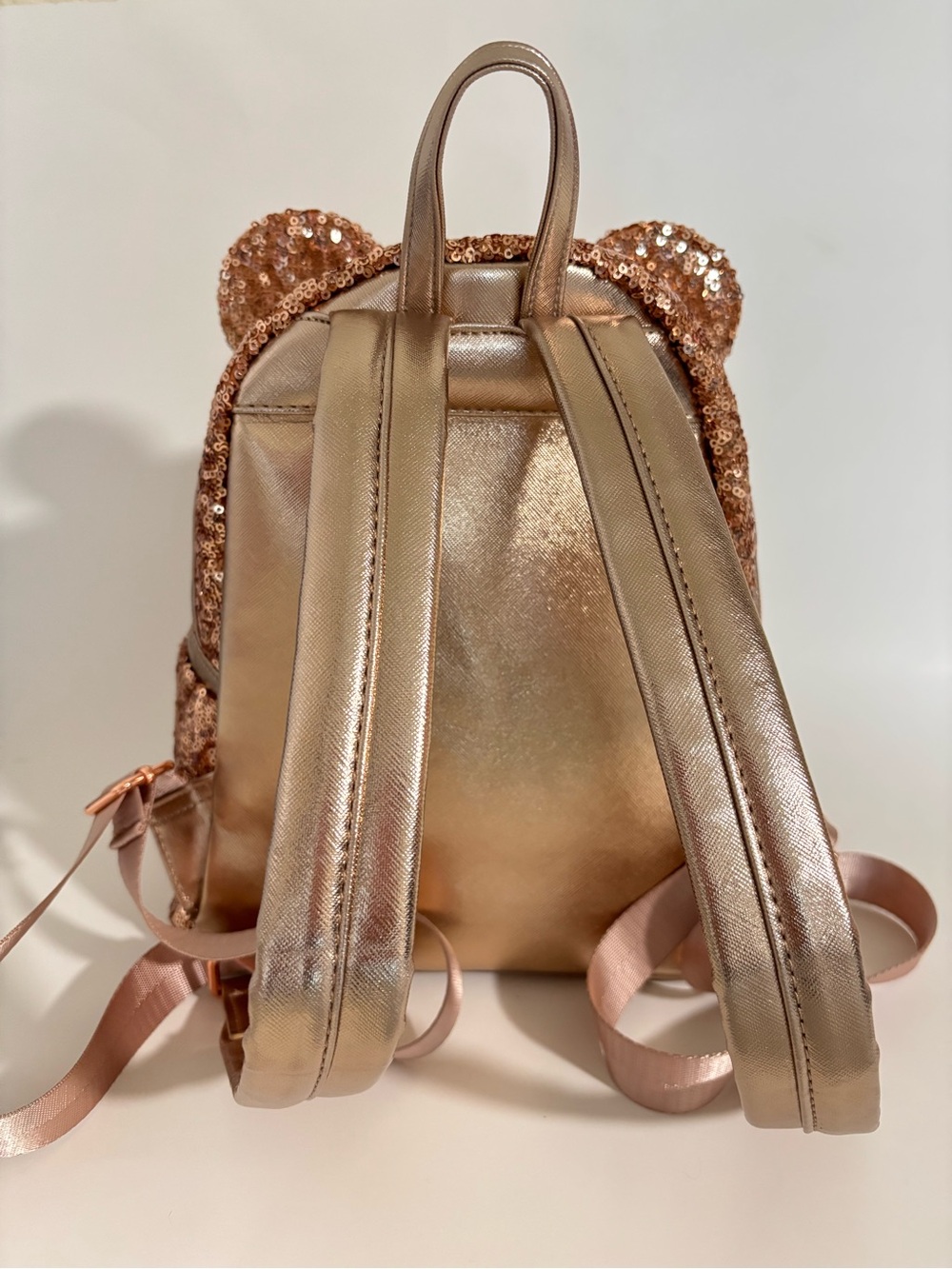 Loungefly Disney Parks Rose Gold Sequin Minnie Mouse Mini Backpack brand new - Picture 3 of 3
